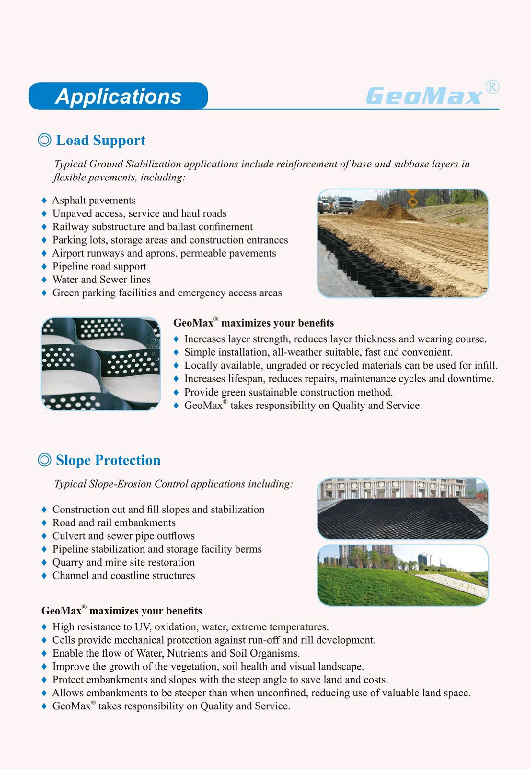 Geomax HDPE Geocell Cellular Confinement for Ground Stabilization Slope Protection Ground Grid